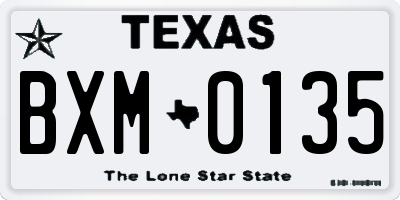 TX license plate BXM0135