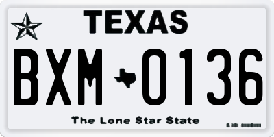 TX license plate BXM0136