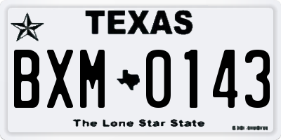 TX license plate BXM0143