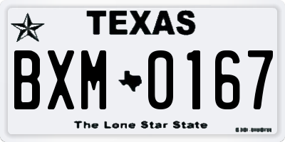 TX license plate BXM0167