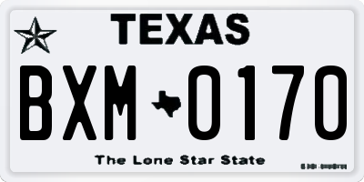 TX license plate BXM0170