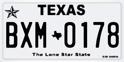TX license plate BXM0178