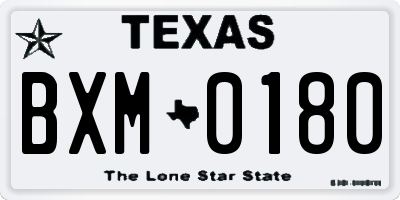 TX license plate BXM0180