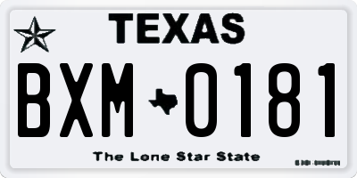 TX license plate BXM0181
