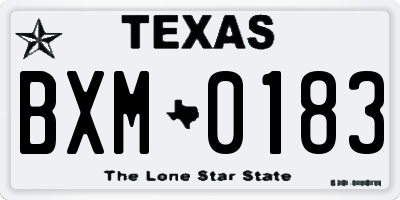 TX license plate BXM0183
