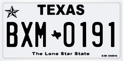 TX license plate BXM0191
