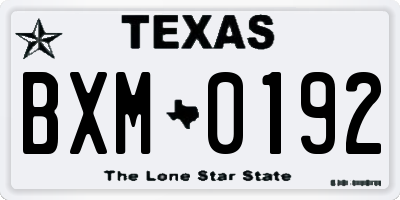 TX license plate BXM0192