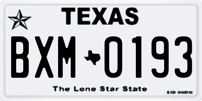 TX license plate BXM0193