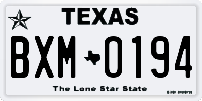 TX license plate BXM0194