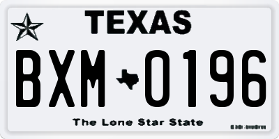 TX license plate BXM0196