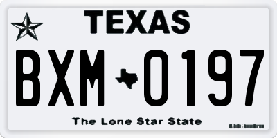 TX license plate BXM0197