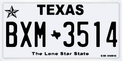 TX license plate BXM3514