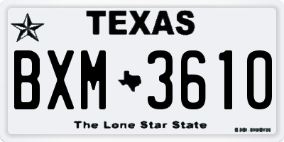 TX license plate BXM3610
