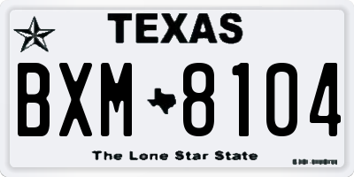 TX license plate BXM8104