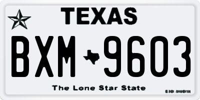 TX license plate BXM9603