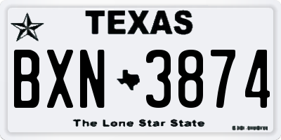 TX license plate BXN3874