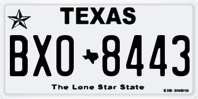 TX license plate BXO8443