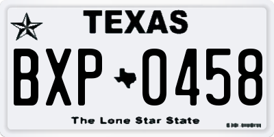 TX license plate BXP0458