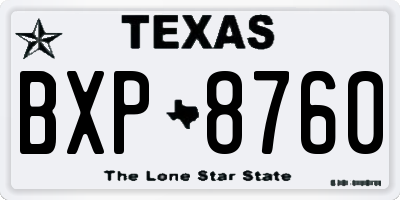 TX license plate BXP8760