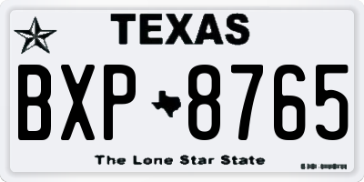 TX license plate BXP8765