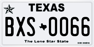 TX license plate BXS0066