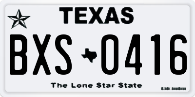 TX license plate BXS0416