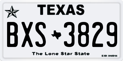 TX license plate BXS3829