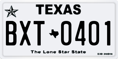 TX license plate BXT0401