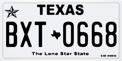 TX license plate BXT0668