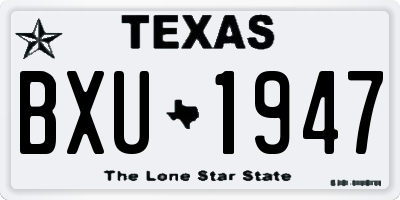 TX license plate BXU1947