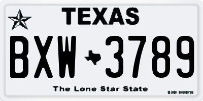 TX license plate BXW3789