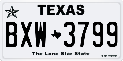 TX license plate BXW3799