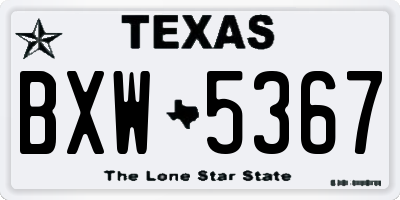TX license plate BXW5367