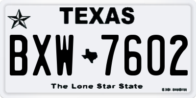 TX license plate BXW7602