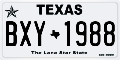 TX license plate BXY1988