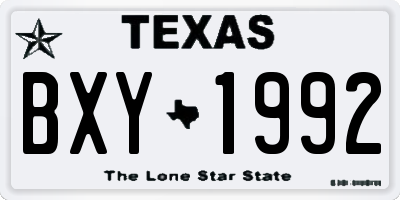 TX license plate BXY1992