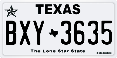 TX license plate BXY3635