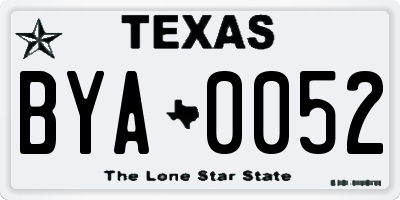 TX license plate BYA0052