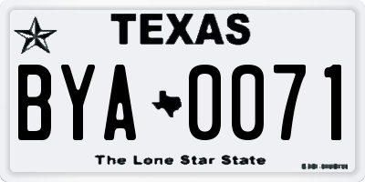 TX license plate BYA0071