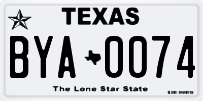 TX license plate BYA0074
