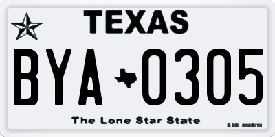 TX license plate BYA0305