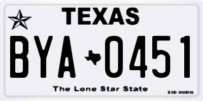 TX license plate BYA0451