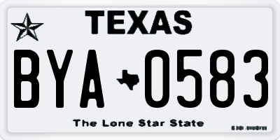 TX license plate BYA0583
