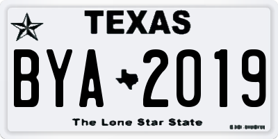 TX license plate BYA2019