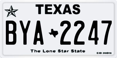 TX license plate BYA2247
