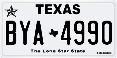 TX license plate BYA4990