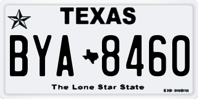 TX license plate BYA8460