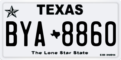 TX license plate BYA8860