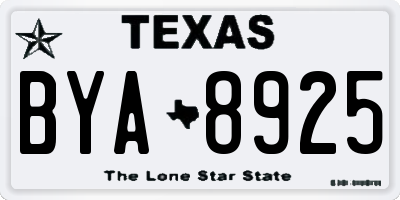 TX license plate BYA8925