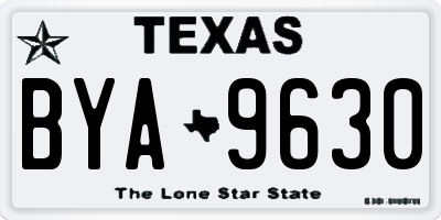 TX license plate BYA9630